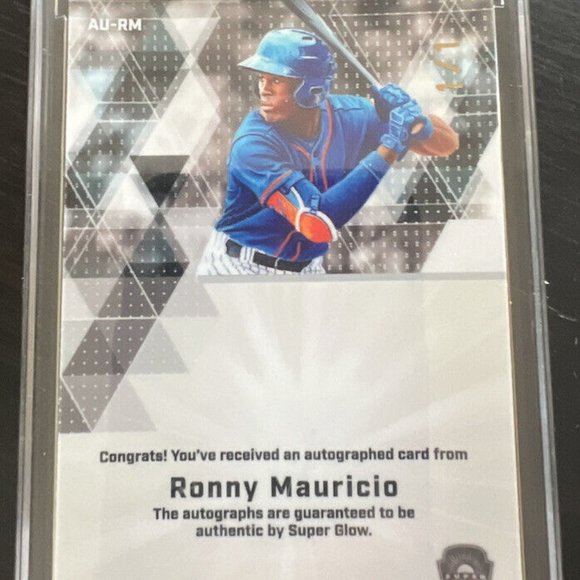2021 SUPER GLOW RONNY MAURICIO METS 1/1 AUTOGRAPH BLUE AU-RM (MISC7) - Picture 2 of 3